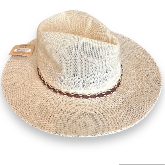 NWT cowboy hat, polyester, mock straw hat, adult - Picture 1 of 11